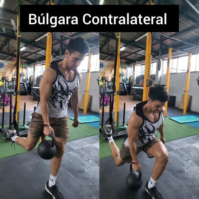 Sentadilla Búlgara contralateral en TRX